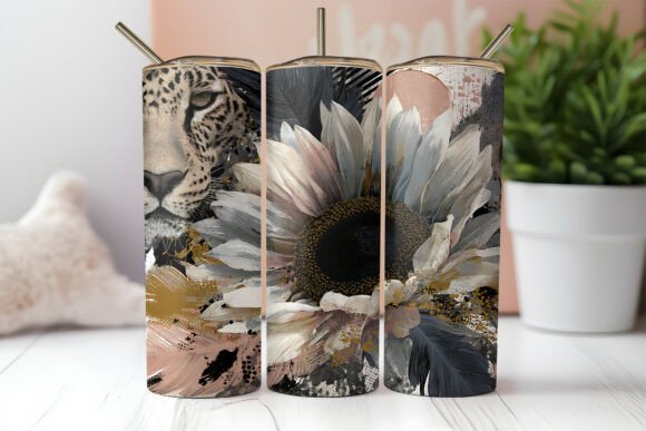 Cheetah Sunflower Tumbler Wrap PNG Review