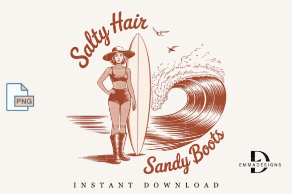 Salty Hair Sandy Boots PNG Cowgirl Beach Review for Embroidery Projects